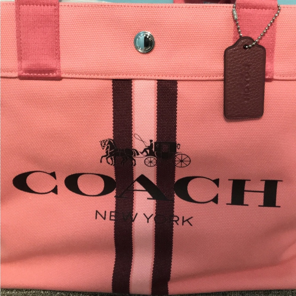 Coach leather & canvas tote - Picture 2 of 8